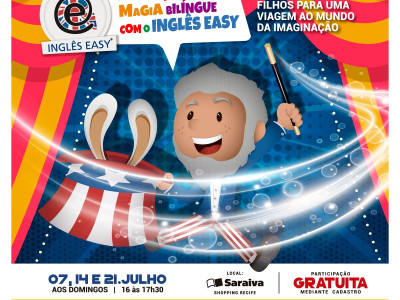Programação de Férias Inglês EASY no Shopping Camará e na Livraria Saraiva do Shopping Recife
